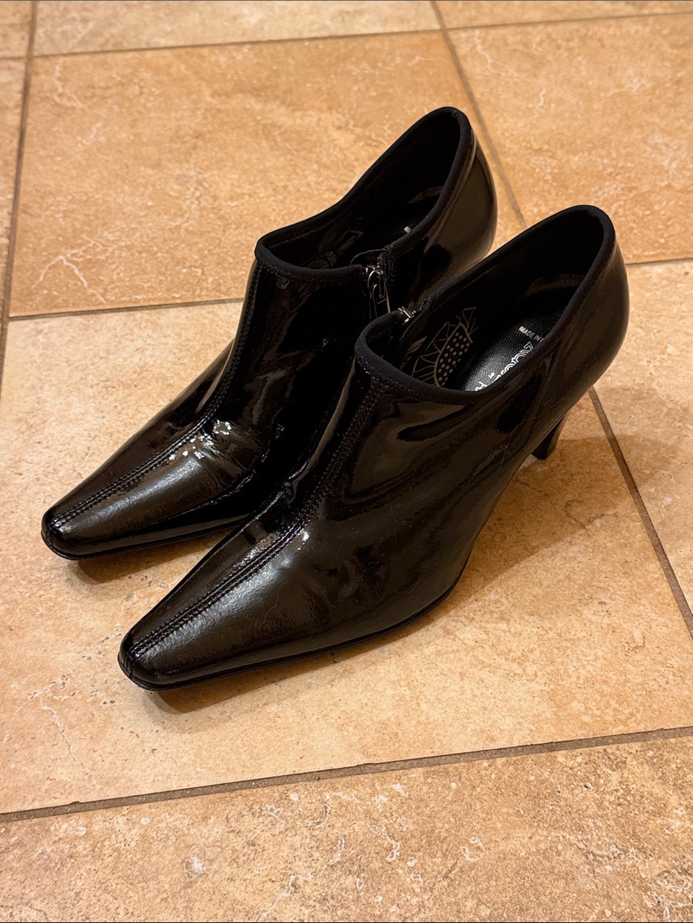 Aquatalia Women's Black Patent Leather Ankle Booties - Sleek Heel 8